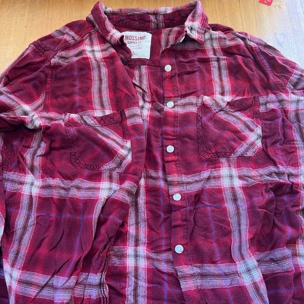 Mossimo Fuschia Button Down Flannel Shirt